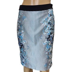 Skies Are Blue Womens Pencil Skirt Small S Blue Lined Mid Rise Slit Floral